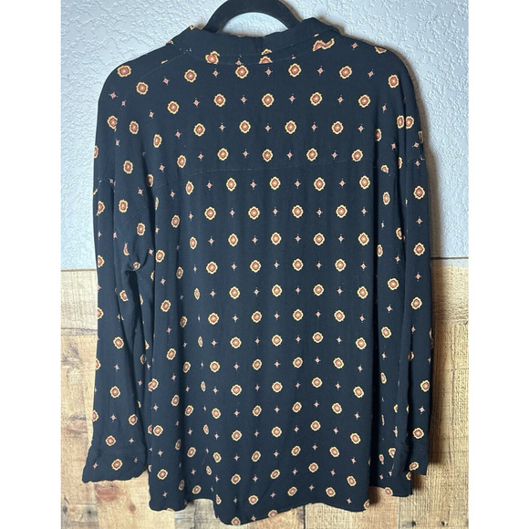 Free People Geometric Button‎ Up Top Womens Sz S Oversized Soft Casual Bohemin - Picture 3 of 9